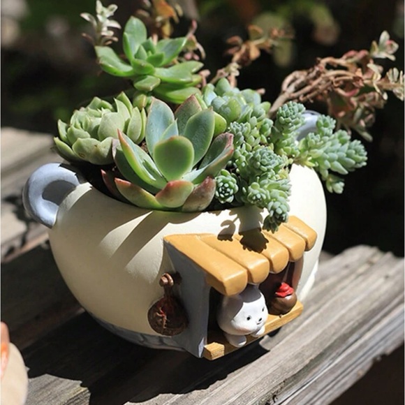 🌿 1 pc Creative Cartoon Cute Pet Shaped Resin Flower Pot 🪴 - Picture 4 of 7